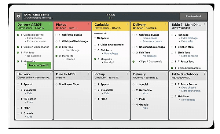 A kitchen display screen